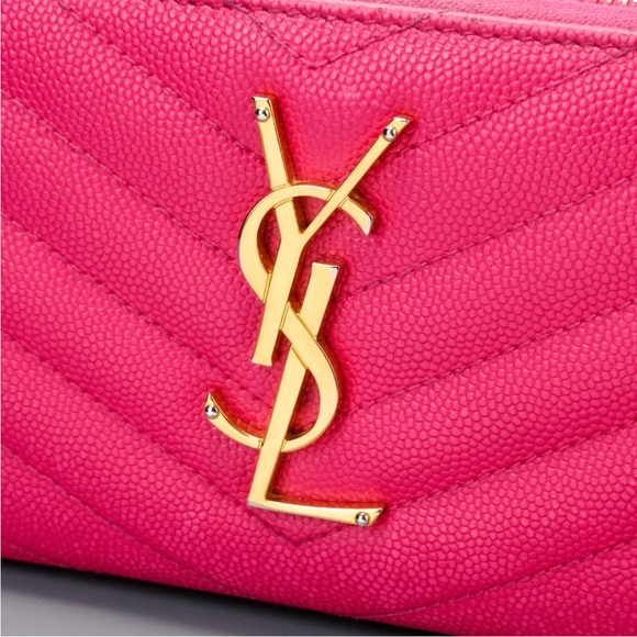 Saint Laurent Fuchsia Quilted Wallet - Picture 6 of 12